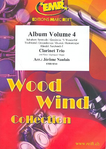 Album vol.4 for 3 clarinets and&nbsp;&nbsp;piano (keyboard/organ) (percussion ad lib)&nbsp;&nbsp;score and parts
