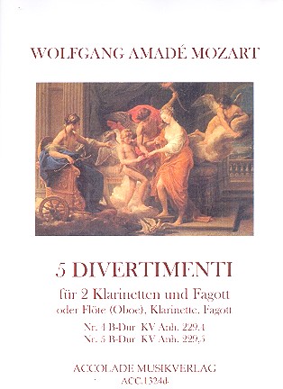 5 Divertimenti  für 2 Klarinetten (Flöte, Oboe und Klarinette) und Fagott  Partitur und Stimmen