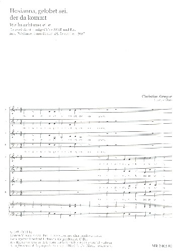 Hosianna gelobet sei der da kommt  für gem Chor und Bc  Partitur