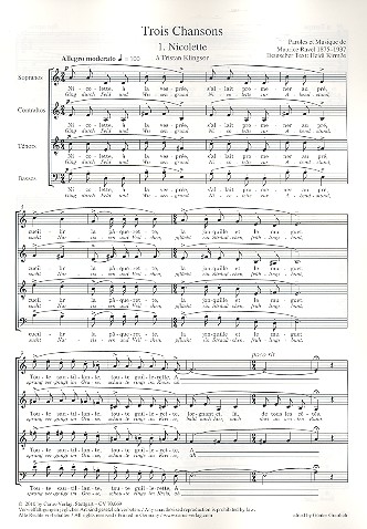3 Chansons für gem Chor a cappella  Partitur (dt/frz)  