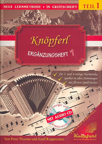 Knöpferl Band 1 Ergänzungsheft 1 (+CD)  für Steirische Harmonika in Griffschrift  