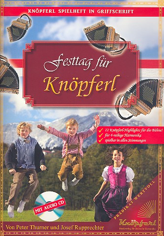 Festtag für Knöpferl (+CD)  für Steirische Harmonika in Griffschrift  