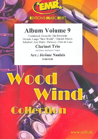 Album vol.9 for 3 clarinets and&nbsp;&nbsp;piano (keyboard/organ) (percussion ad lib)&nbsp;&nbsp;score and parts
