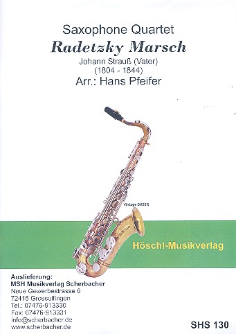 Radetzky-Marsch für 4 Saxophone  (SATBar)  Partitur und Stimmen
