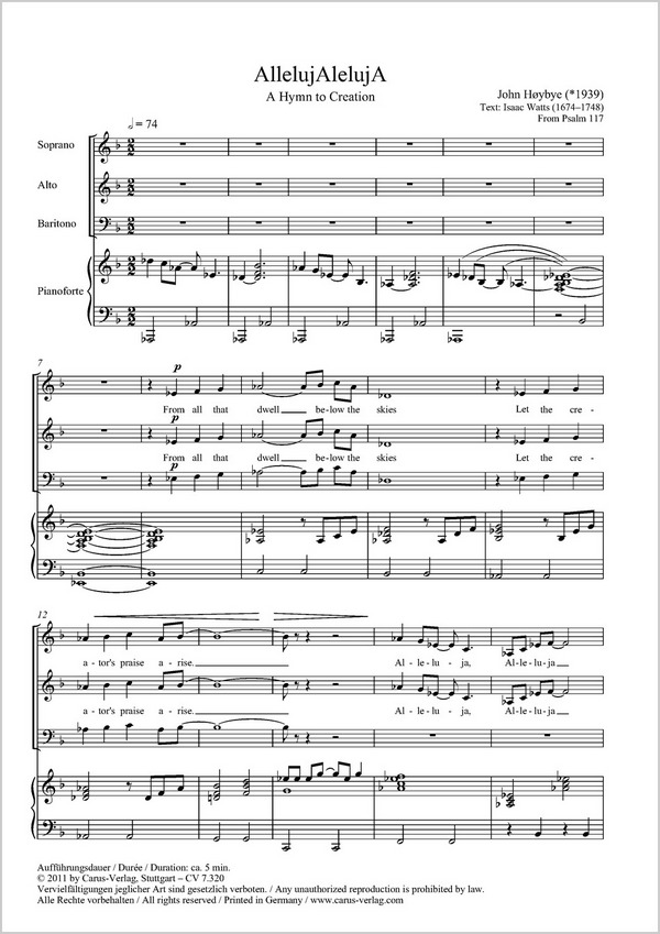 AllelujAleluja für gem Chor und Klavier&nbsp;&nbsp;Partitur&nbsp;&nbsp;