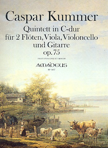 Quintett C-Dur op.75 für 2 Flöten, Viola,  Violoncello und Gitarre  Partitur und Stimmen