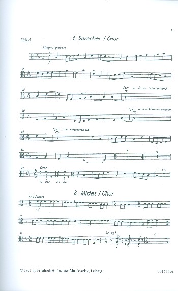 König Midas für Sprecher, Soli, Kinderchor  und Instrumente  Viola