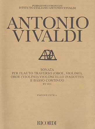 Sonate RV801 für Flöte (Oboe, Violine),&nbsp;&nbsp;Oboe (Violine), Violoncello (Fagott) und Bc&nbsp;&nbsp;Partitur it/en