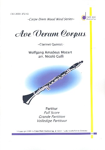 Ave verum corpus für 4 Klarinetten  und Bassklarinette  Partitur und Stimmen