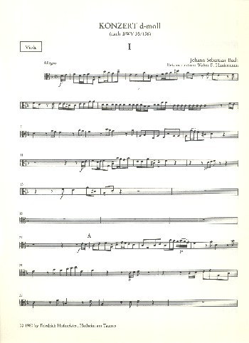 Konzert d-Moll nach BWV35 und BWV156&nbsp;&nbsp;für Oboe (Orgel) und Streichorchester&nbsp;&nbsp;Viola