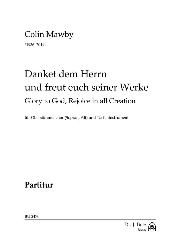 Danket dem Herrn und freut euch seiner  Werke für Frauenchor und Tasteninstrument  Partitur (dt/en)