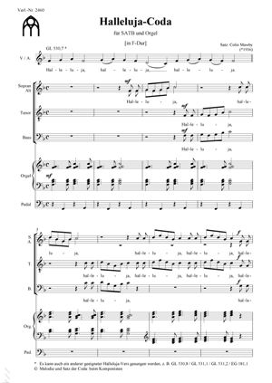 Halleluja-Coda  für gem Chor und Orgel  Partitur