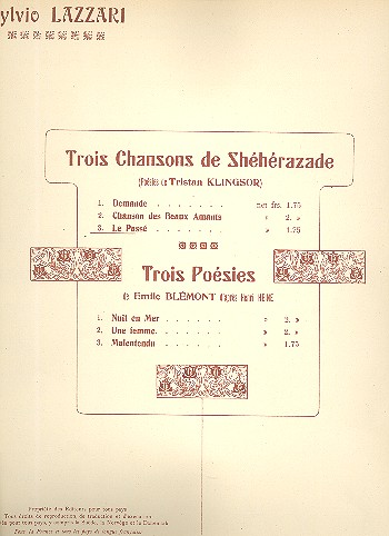 Le passé pour voix et piano&nbsp;&nbsp;&nbsp;&nbsp;