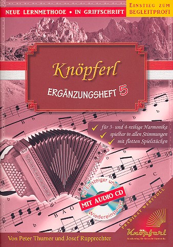 Knöpferl Ergänzungsheft 5 (+CD)  für Steirische Harmonika in Griffschrift  