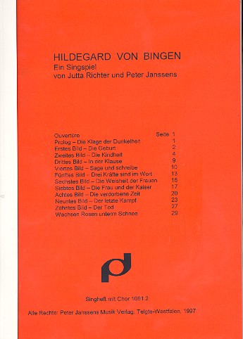 Hildegard von Bingen   für Soli, gem Chor und Instrumente  Chorpartitur