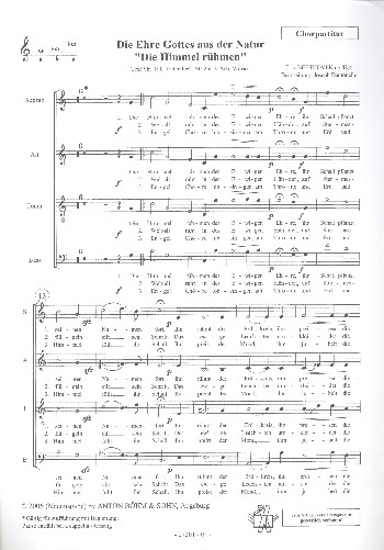 Die Ehre Gottes aus der Natur op.48,4&nbsp;&nbsp;für gem Chor a cappella (Orchester ad lib)&nbsp;&nbsp;Chorpartitur