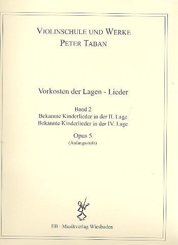 Schule op.5 - Vorkosten der Lagen - Lieder Band 2   für Violine  