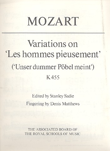 Variations on&nbsp;&nbsp;Les Hommes pieusement KV455&nbsp;&nbsp;for piano