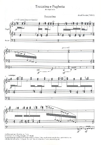 Toccatina e Fughetta&nbsp;&nbsp;für Orgel&nbsp;&nbsp;