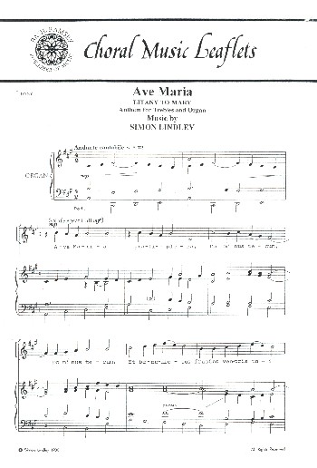 Ave Maria  for unison chorus (treble voices) and organ  score