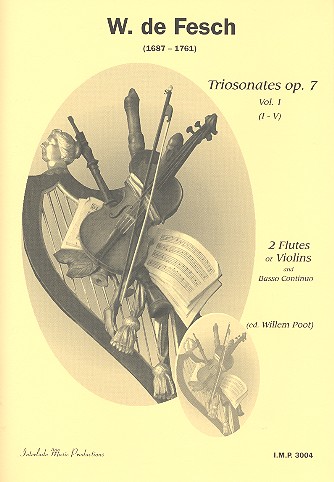 Sonaten op.7 Band 1 (Nr.1-5) für  2 Flöten (Violinen) und Bc  Partitur und Stimmen (Bc ausgesetzt)