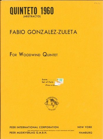 Quinteto 1960 for flute, oboe,&nbsp;&nbsp;clarinet, horn in F and bassoon&nbsp;&nbsp;parts