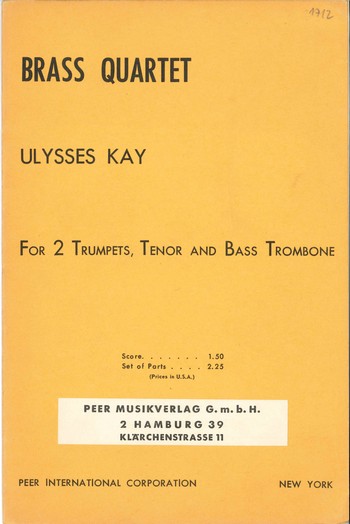Brass Quartet  for 2 trumpets, tenor and bass trombone  study score