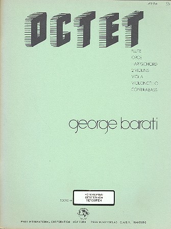 Octet for flute, oboe, harpsichord,  2 violins, viola, violoncello and double bass  score and parts