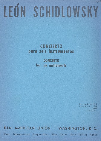 Concierto para 6 instrumentos  for clarinet, trumpet, bass clarinet, piano,  xylophone, timbales,   score and parts