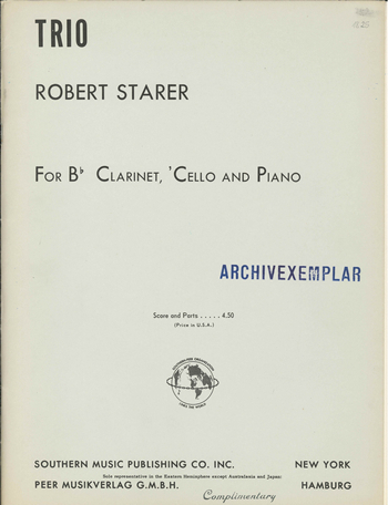 Trio for clarinet, violoncello  and piano  