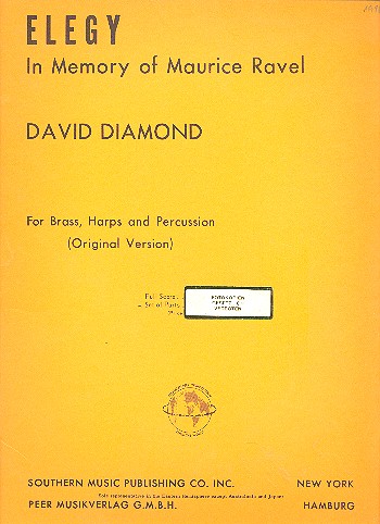 Elegy in Memory of Maurice Ravel&nbsp;&nbsp;for 3 trumpets in C, 4 horns in F, 3 trombones,&nbsp;&nbsp;tuba, percussion and 2 harps,   parts