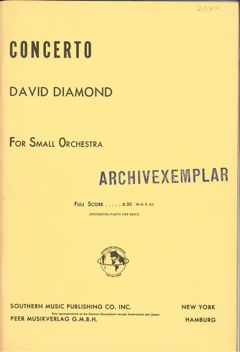 Concerto  for small orchestra  score