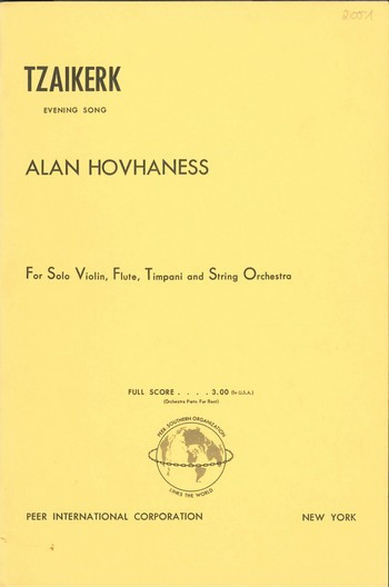 Tzaikerk&nbsp;&nbsp;for violin solo, 1-2 flutes, timpani and strings&nbsp;&nbsp;score