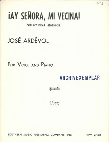 Ay Senora mi vecina  for voice and piano  