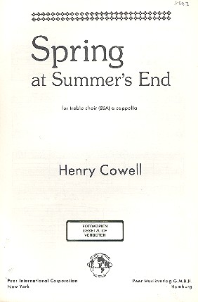Spring at Summer's End  for female chorus a cappella  score