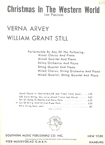 Christmas in the Western World  for mixed chorus, string orchestra and piano  Piano part and 4 string parts (quartet)