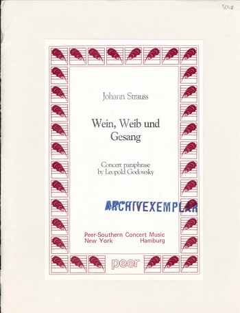 Wein, Weib, Gesang&nbsp;&nbsp;für Klavier solo&nbsp;&nbsp;