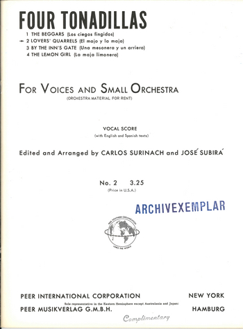 Lovers' Quarrels  for 2 voices and small orchetra  2 voices and piano (en/sp)