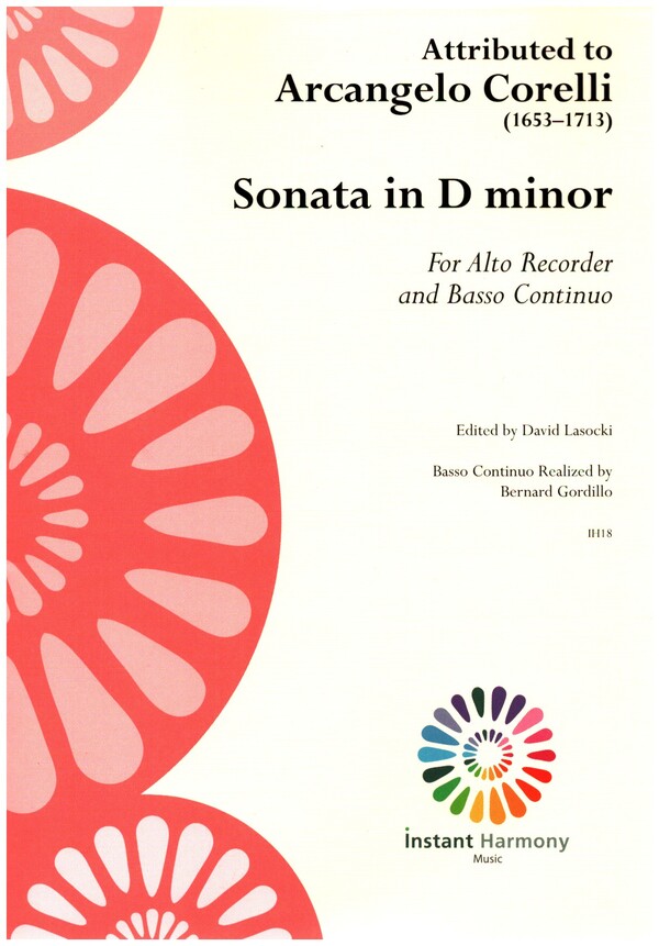 Sonata in d Minor  for alto recorder and Bc  score and parts (Bc realized)