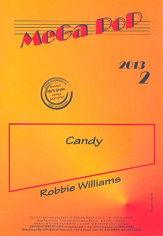 Candy: Einzelausgabe für  Klavier mit Text und Akkorden  