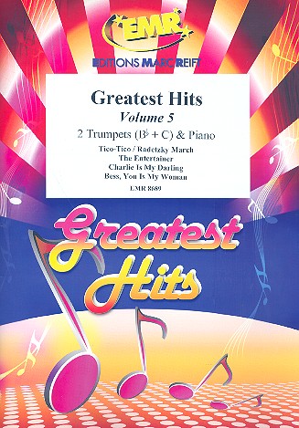 Greatest Hits vol.5: for 2 trumpets&nbsp;&nbsp;and piano (percussion ad lib)&nbsp;&nbsp;score and parts