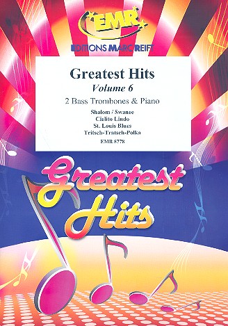 Greatest Hits vol.6: for 2 bass trombones&nbsp;&nbsp;and piano (Percussion ad lib)&nbsp;&nbsp;score and parts