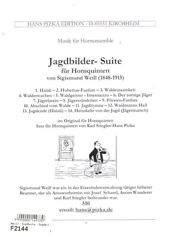 Jagdbilder-Suite für 5 Hörner&nbsp;&nbsp;Partitur und Stimmen&nbsp;&nbsp;