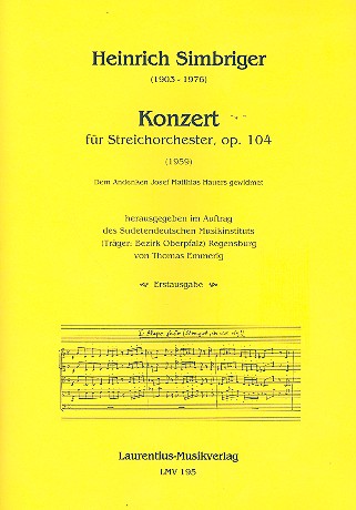 Konzert op.104 für Streichorchester  Partitur  