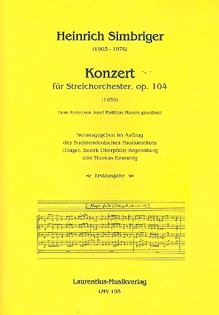 Konzert op.104 für Streichorchester  Partitur  