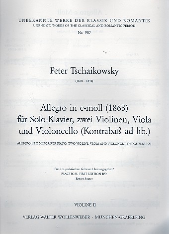 Allegro c-Moll  für Klavier, 2 Violinen, Viola und Violoncello (Kontrabass ad lib.)  Violine 2