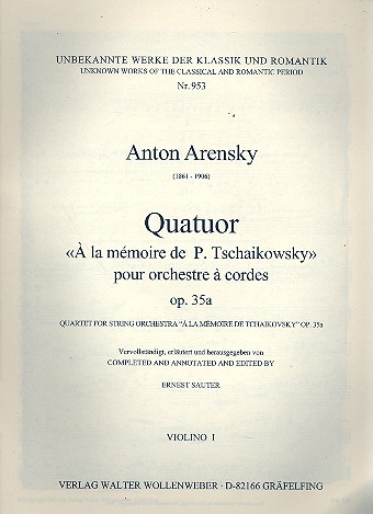 Quartett à la memoire de P. Tschaikowsky  op.35a für Streichorchester  Violine 1