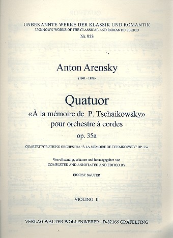 Quartett à la memoire de P. Tschaikowsky  op.35a für Streichorchester  Violine 2