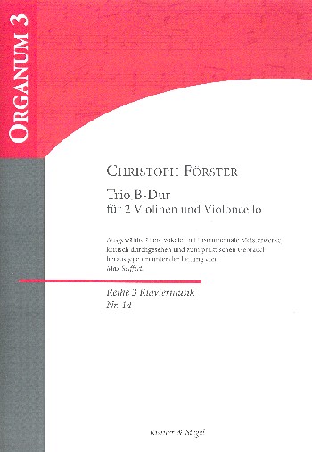 Trio B-Dur  für 2 Violinen, Violoncello und Bc  Partitur und Stimmen