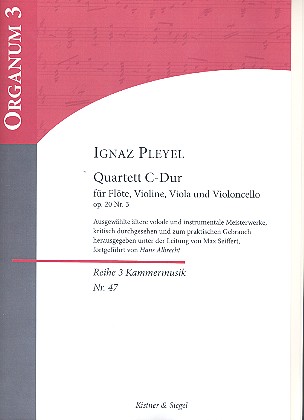 Quartett C-Dur op.20,3 für Flöte, Violine,&nbsp;&nbsp;Viola und Violoncello&nbsp;&nbsp;Partitur und Stimmen